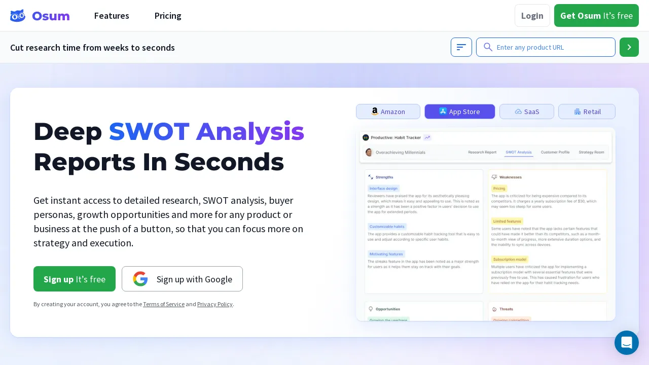 Osum: Deep Market Research Reports In Seconds screenshot