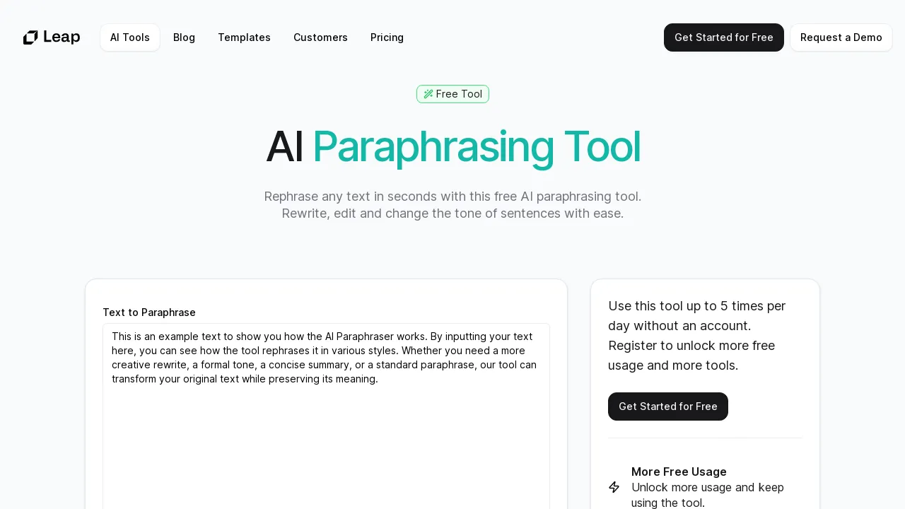 Paraphrasing Tool by Leap