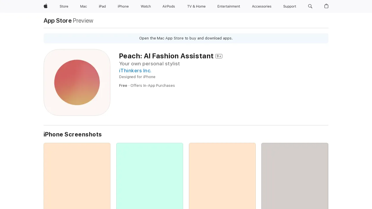 Peach Fashion Assistant screenshot