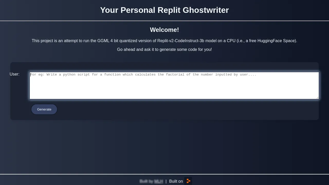 Personal Replit Ghostwriter screenshot