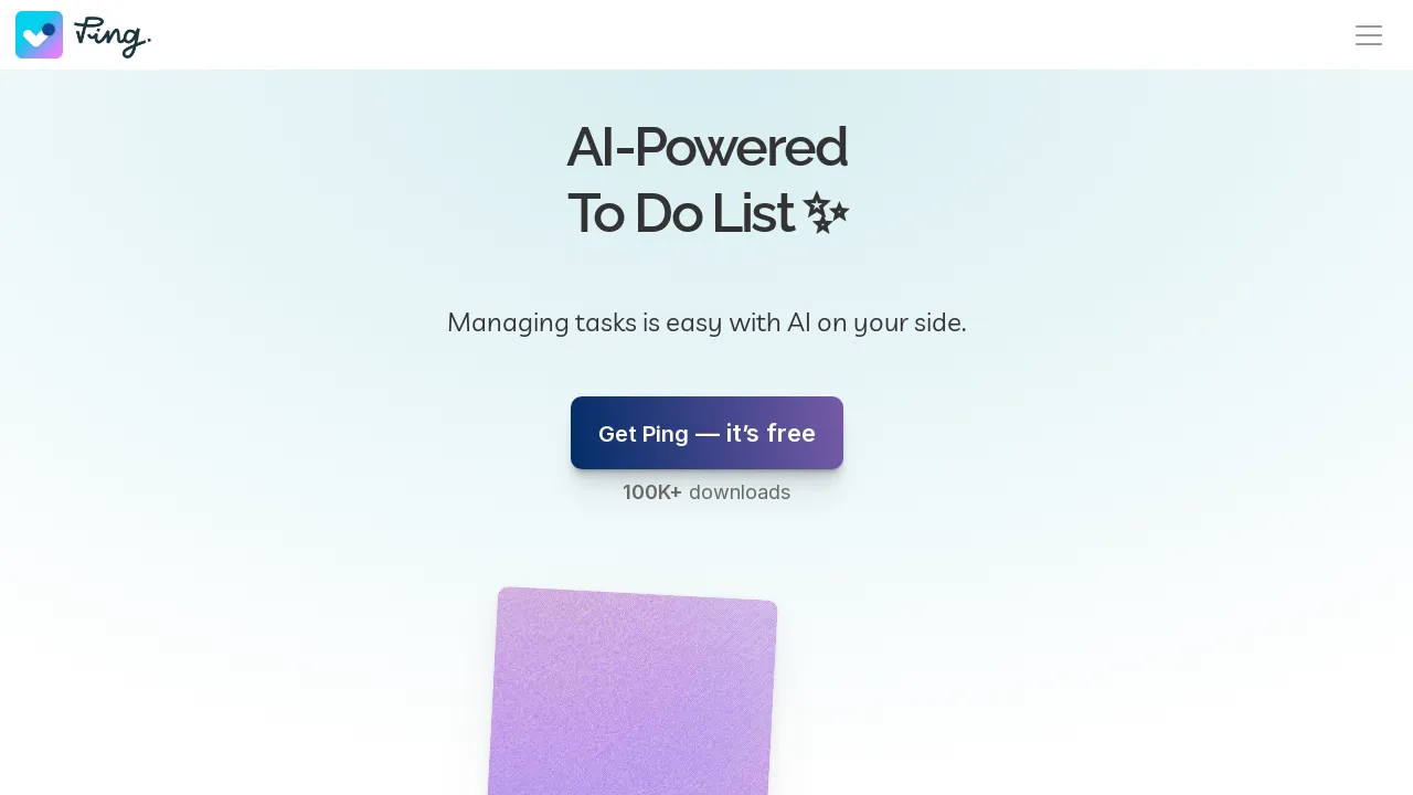 Ping AI Task List screenshot
