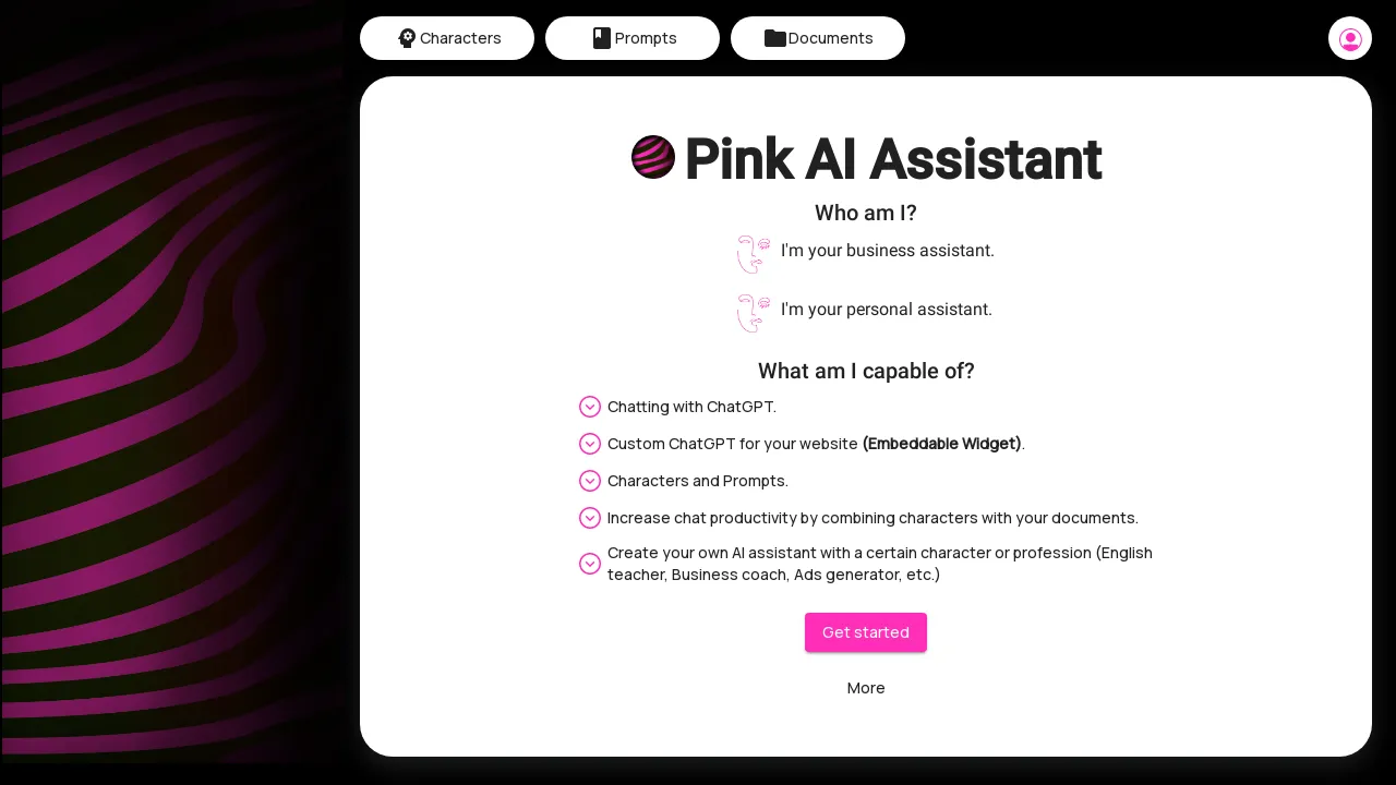Pink AI Assistant screenshot