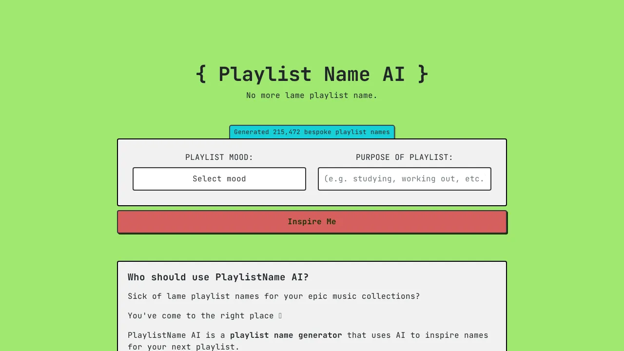 Playlistnameai screenshot