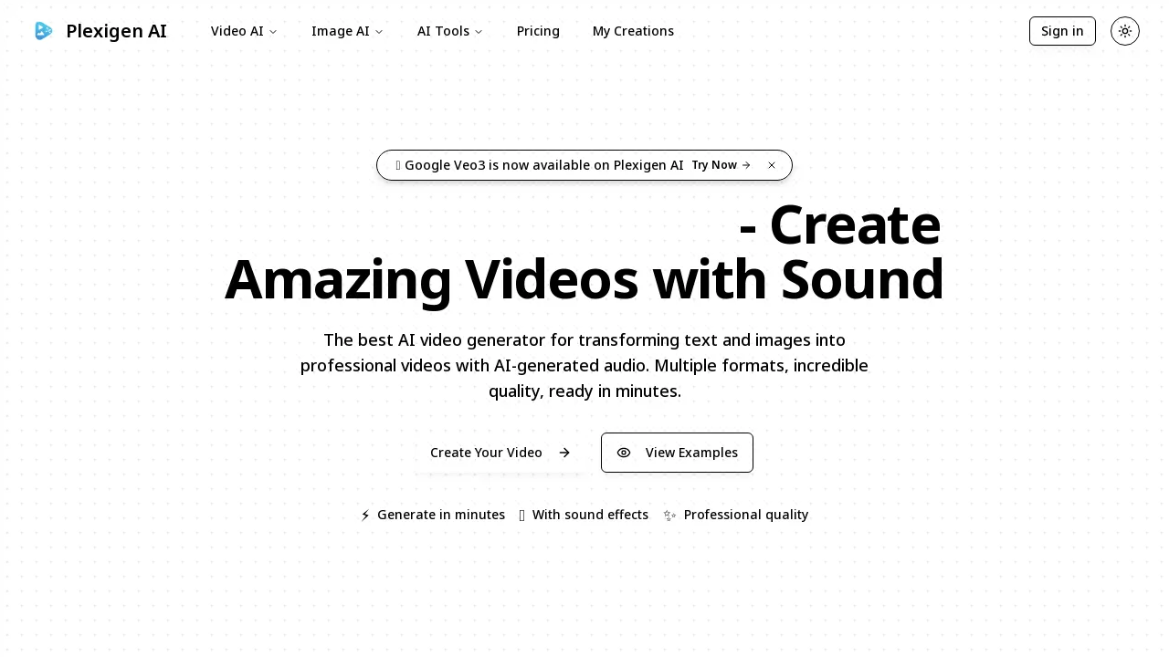 Plexigen AI - AI Video Generator with Sound