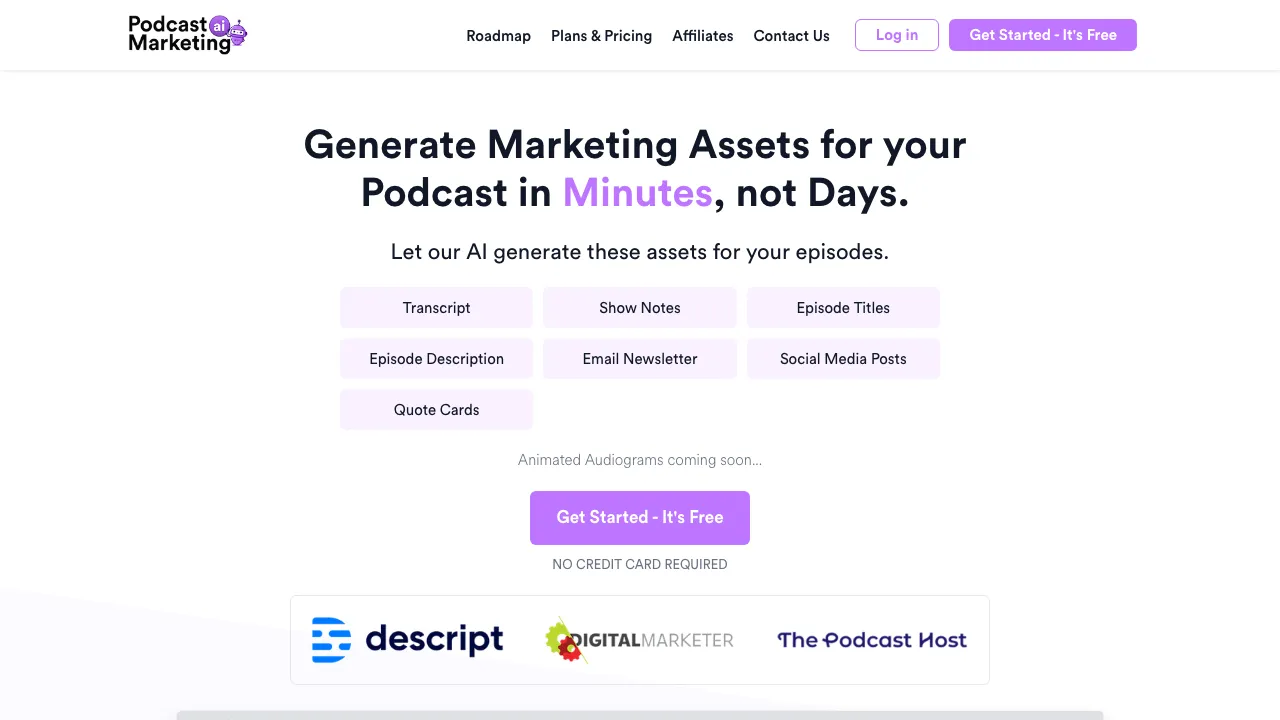 Podcast Marketing AI screenshot