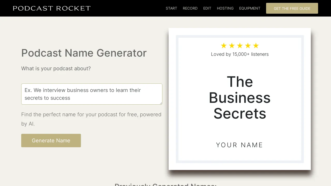 Podcast Name Generator screenshot