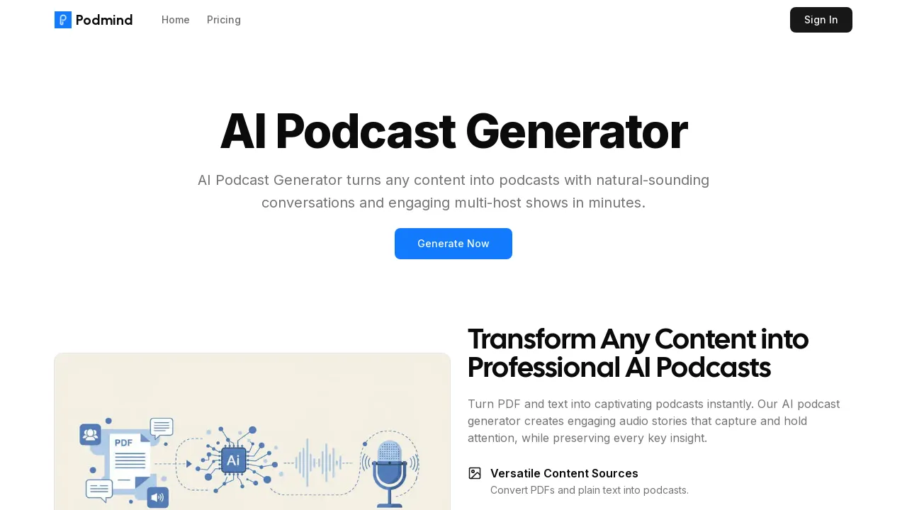 Podmind - AI Podcast Generator screenshot