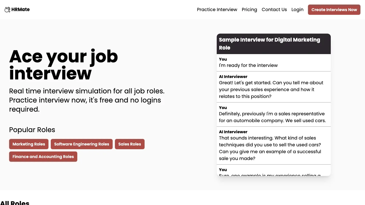 Practice Interview screenshot