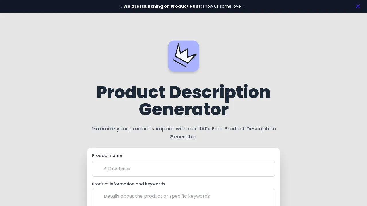 Product Description Generator by AIDirectories screenshot