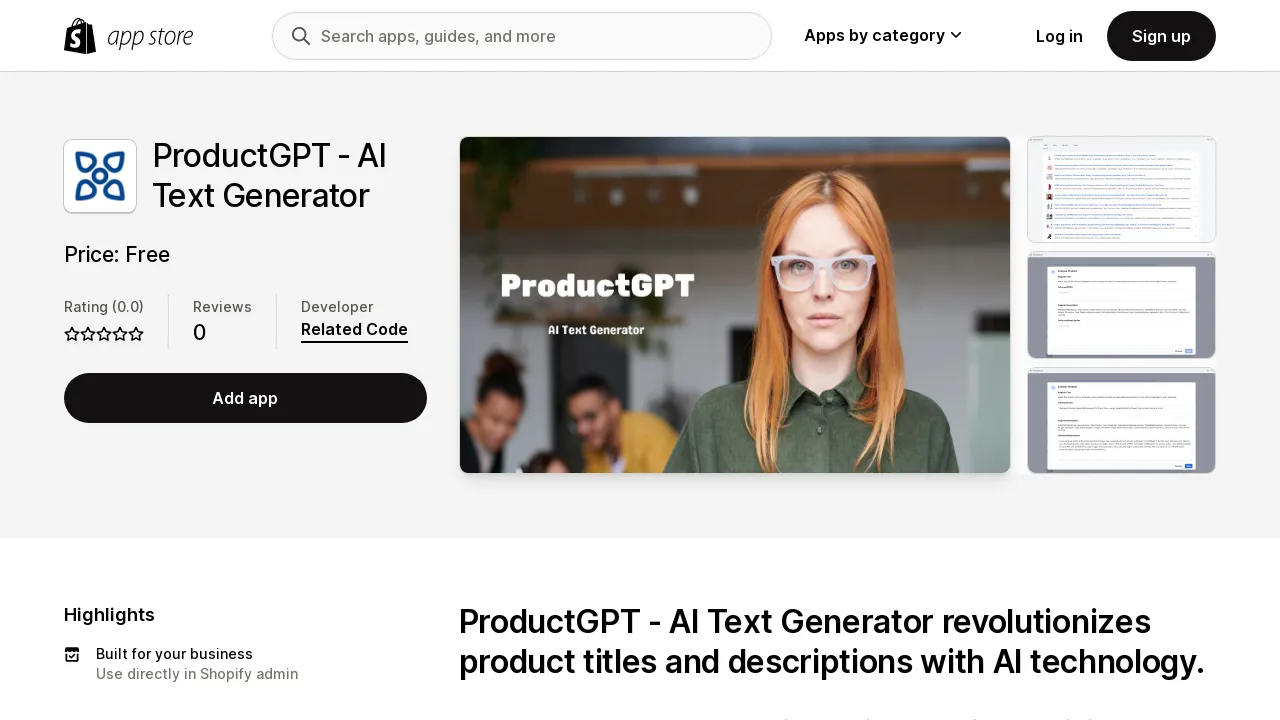 ProductGPT screenshot
