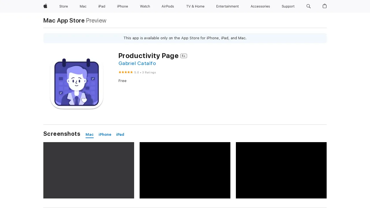 Productivity Page screenshot