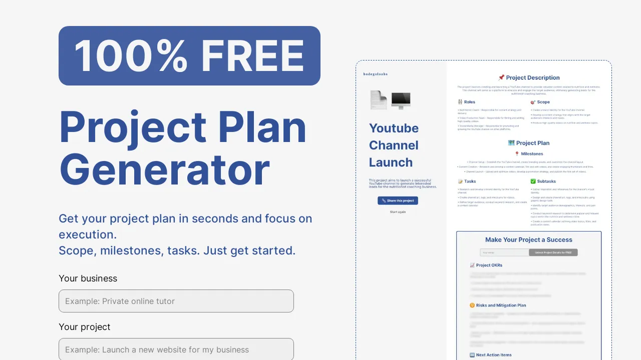 Project Plan Generator screenshot