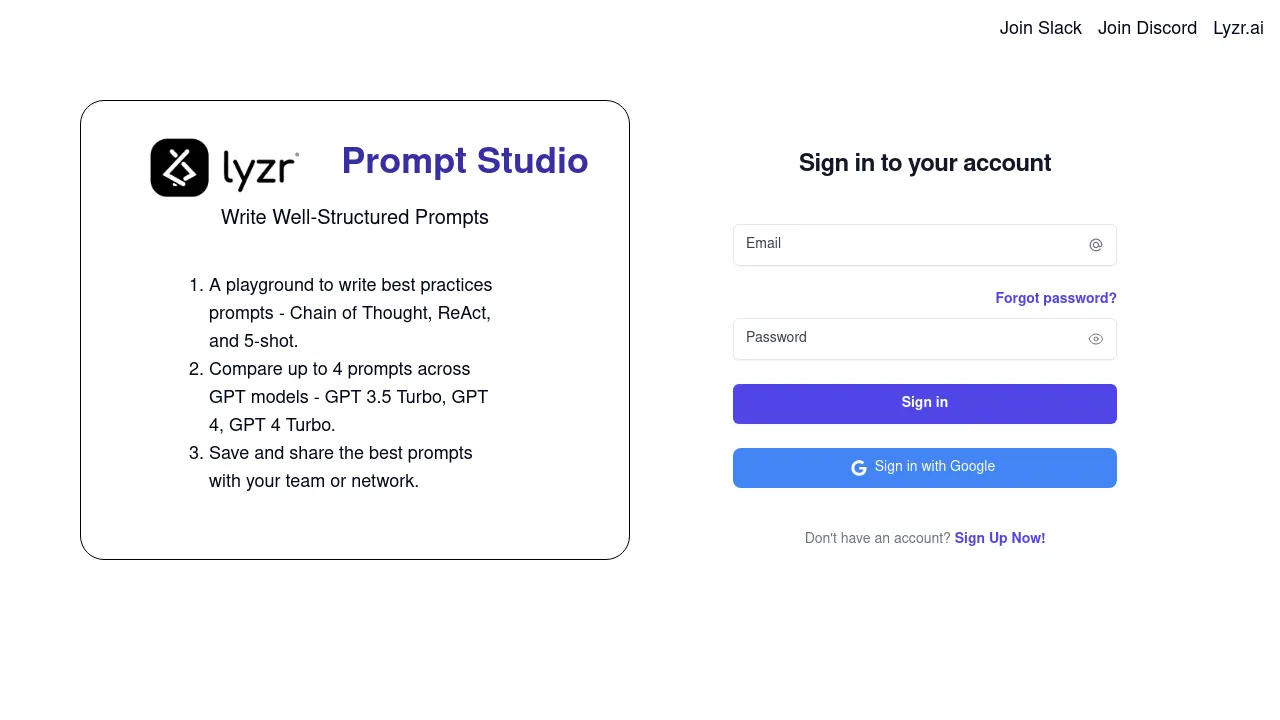 Prompt Studio by Lyzr.ai screenshot