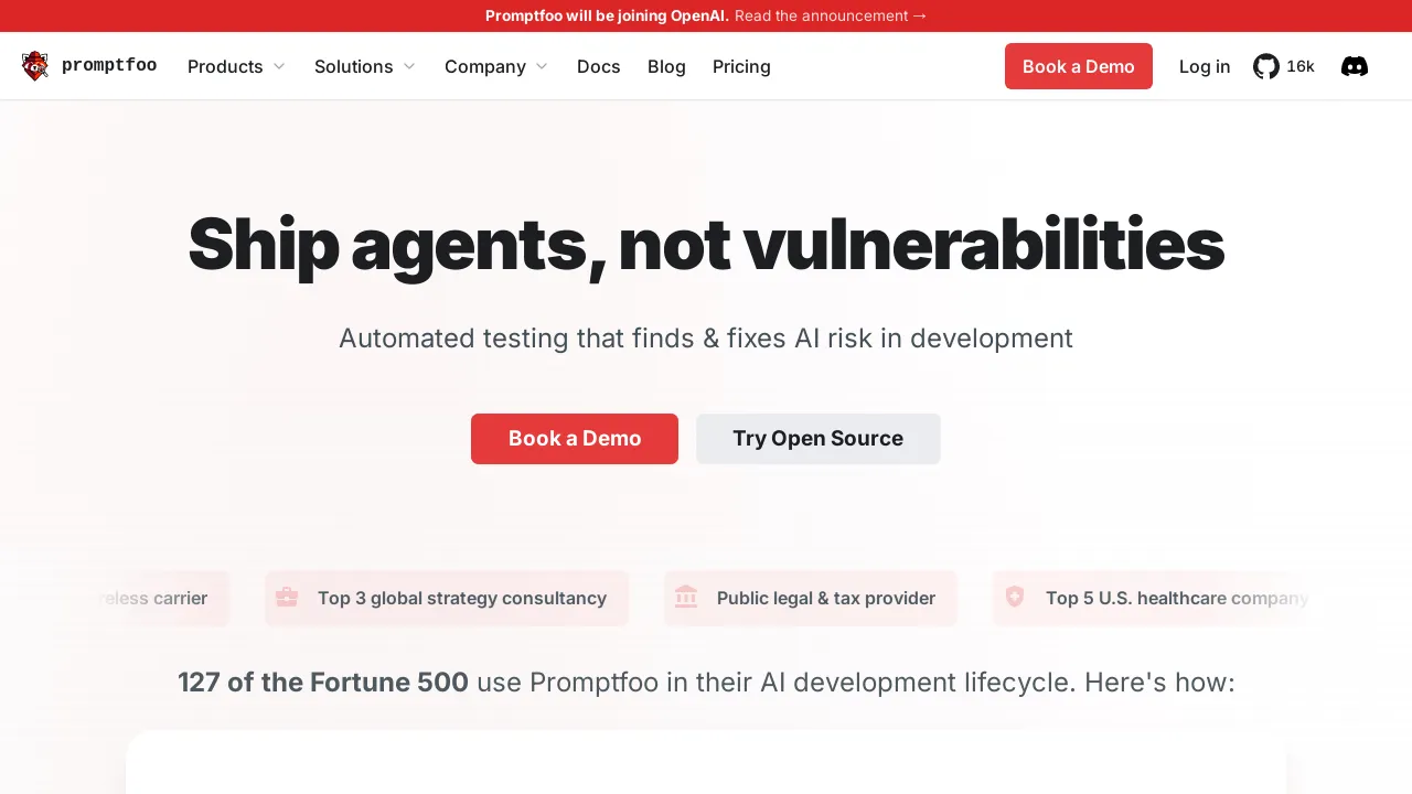 Promptfoo screenshot