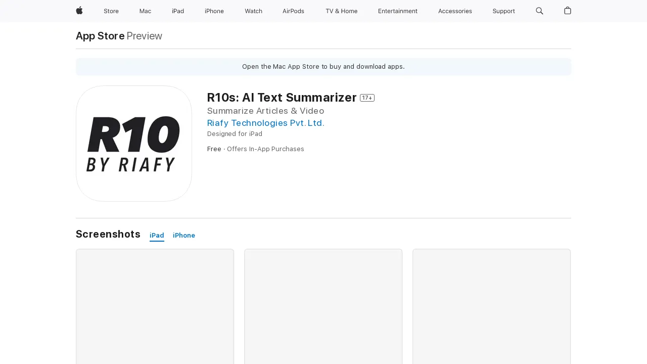 R10s: AI Text Summarizer screenshot