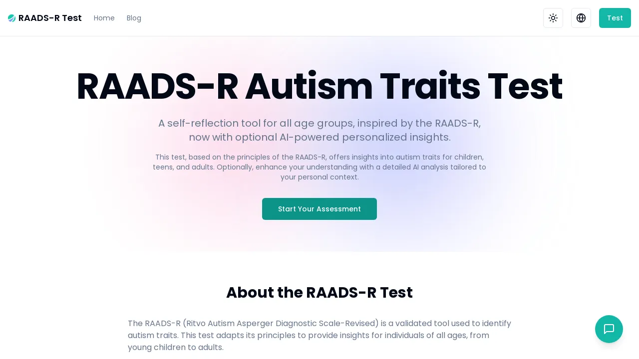 RAADS-R Autism Screening with AI-Personalized Insights