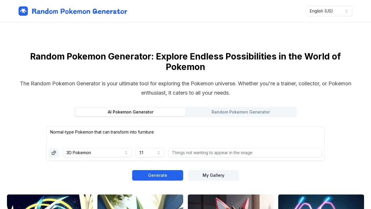 Random Pokemon Generator & AI Pokemon Generator screenshot