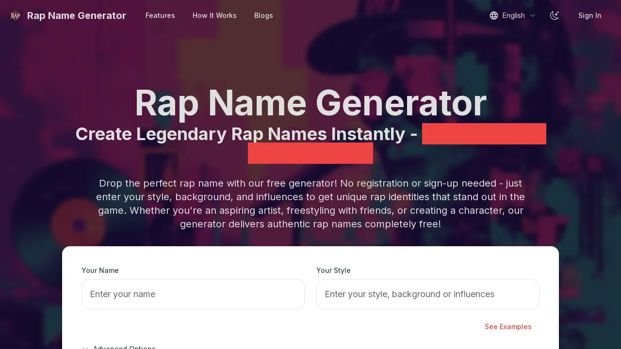 Rap Name Generator screenshot