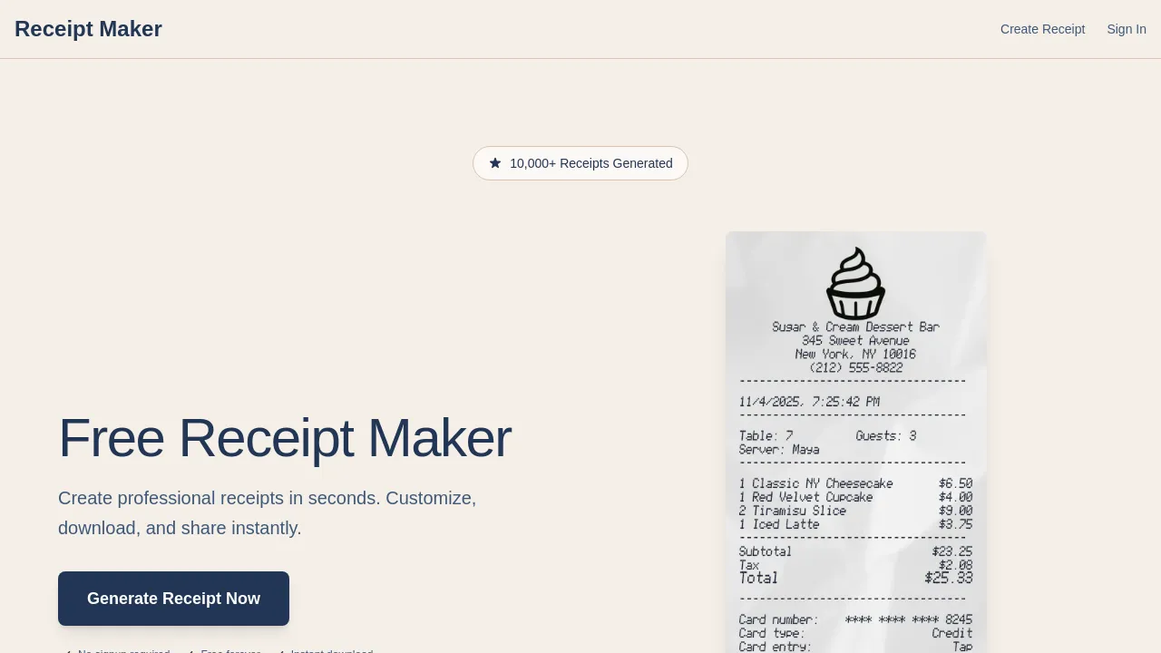 Receipts Maker