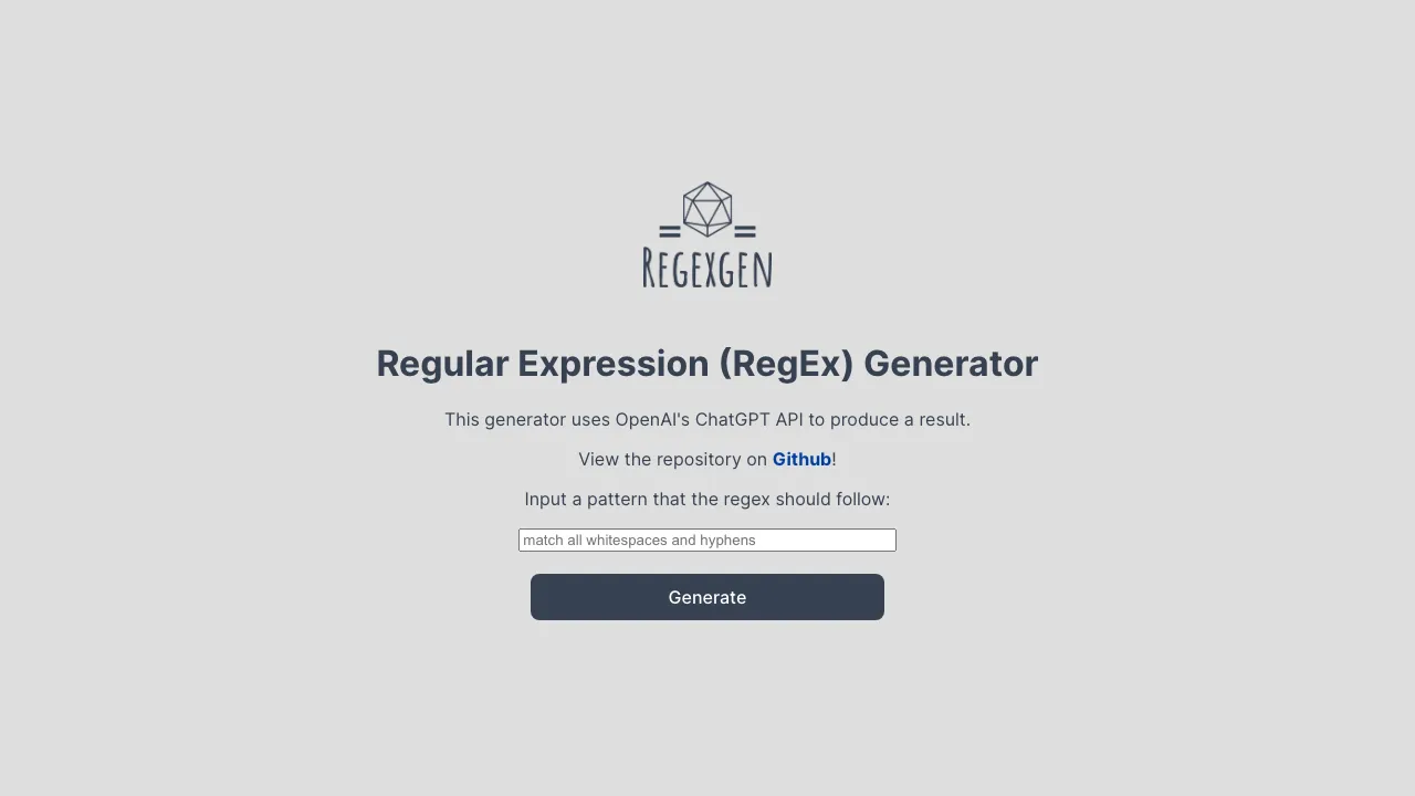 RegEx Generator screenshot