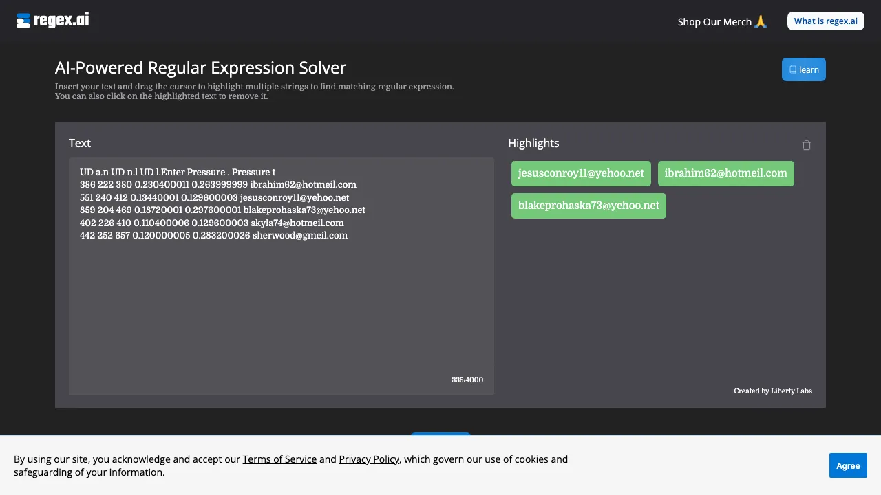 Regex AI screenshot