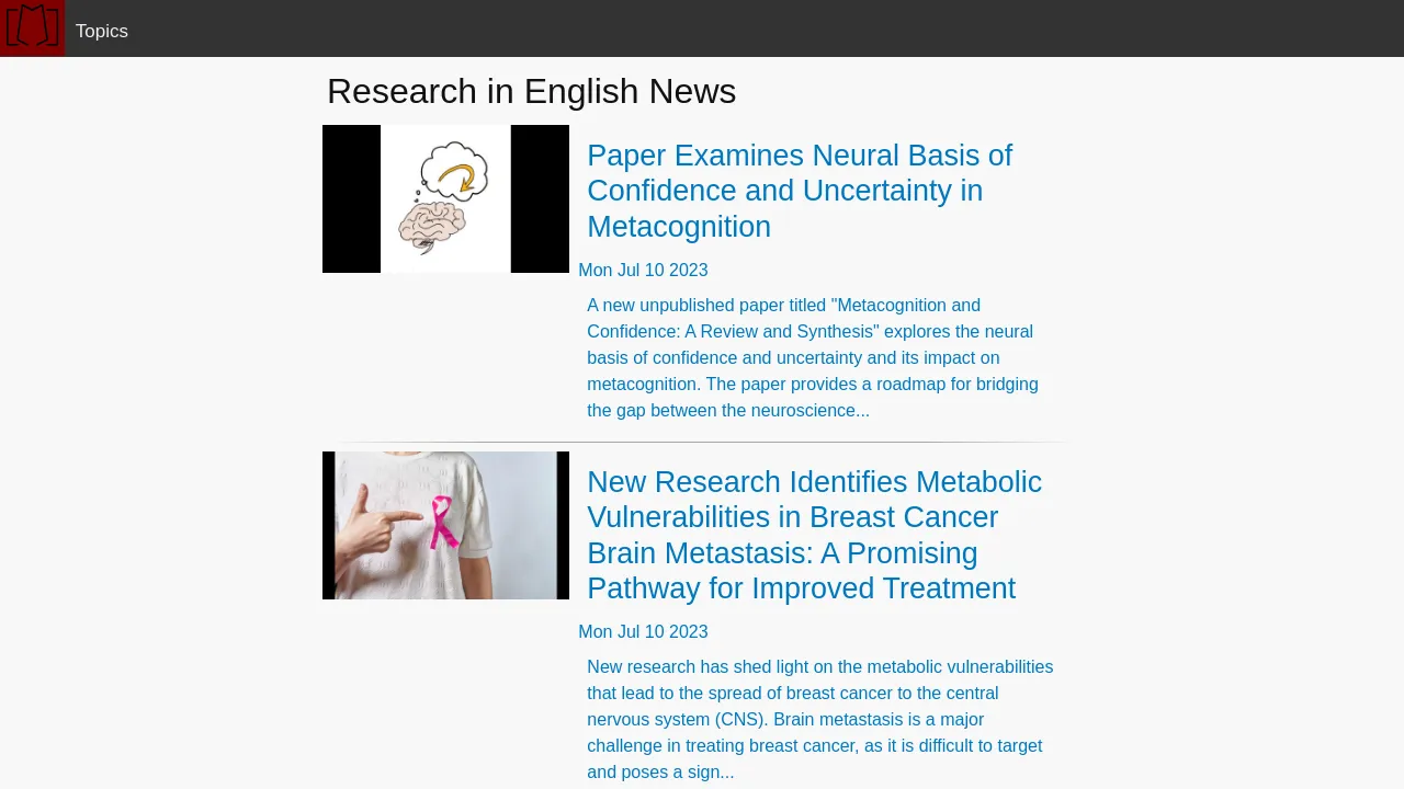 Research in English screenshot