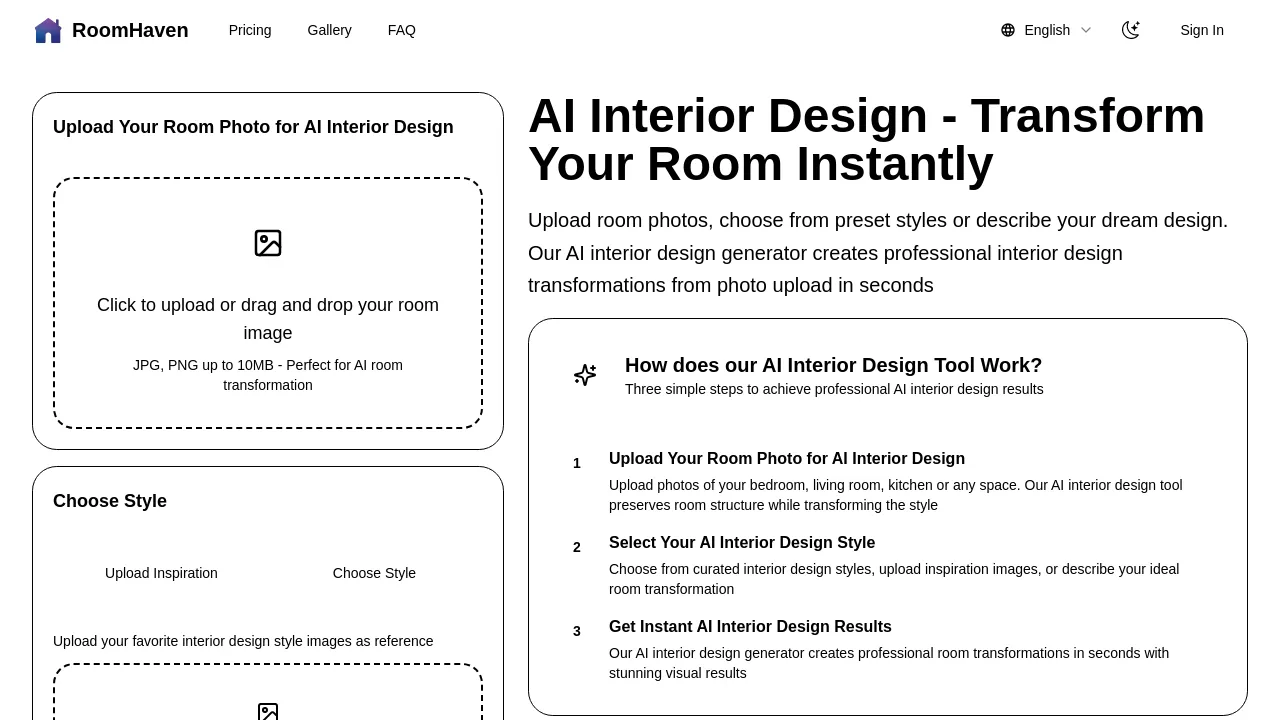 RoomHaven - AI Interior Design Platform | Transform Your Home in Seconds