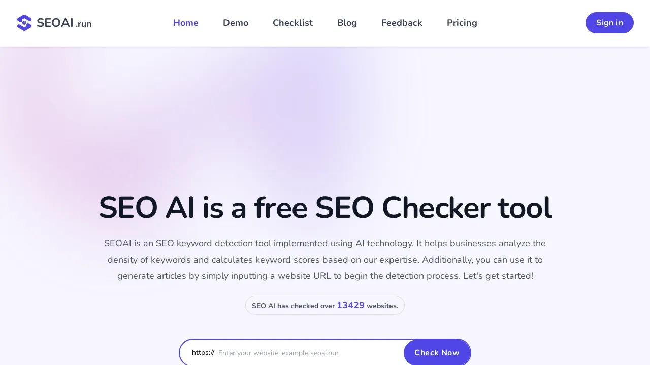 SEO AI is a free and useful SEO checker tool screenshot