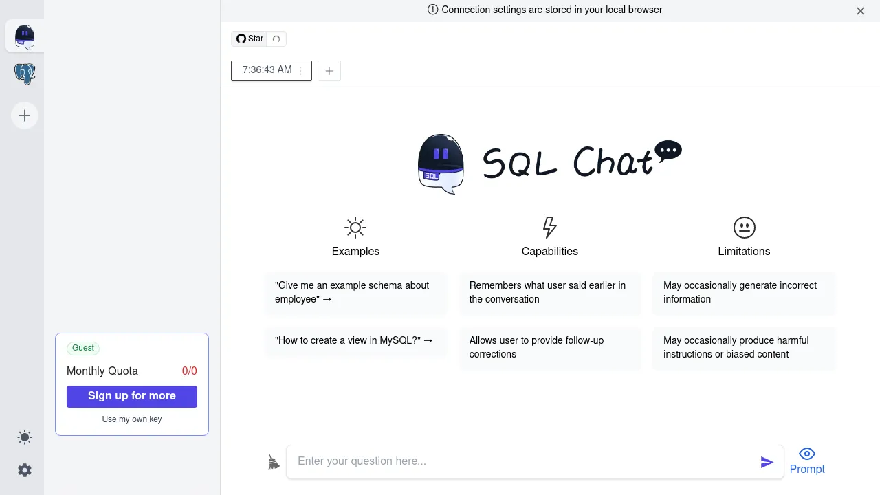 SQL Chat screenshot
