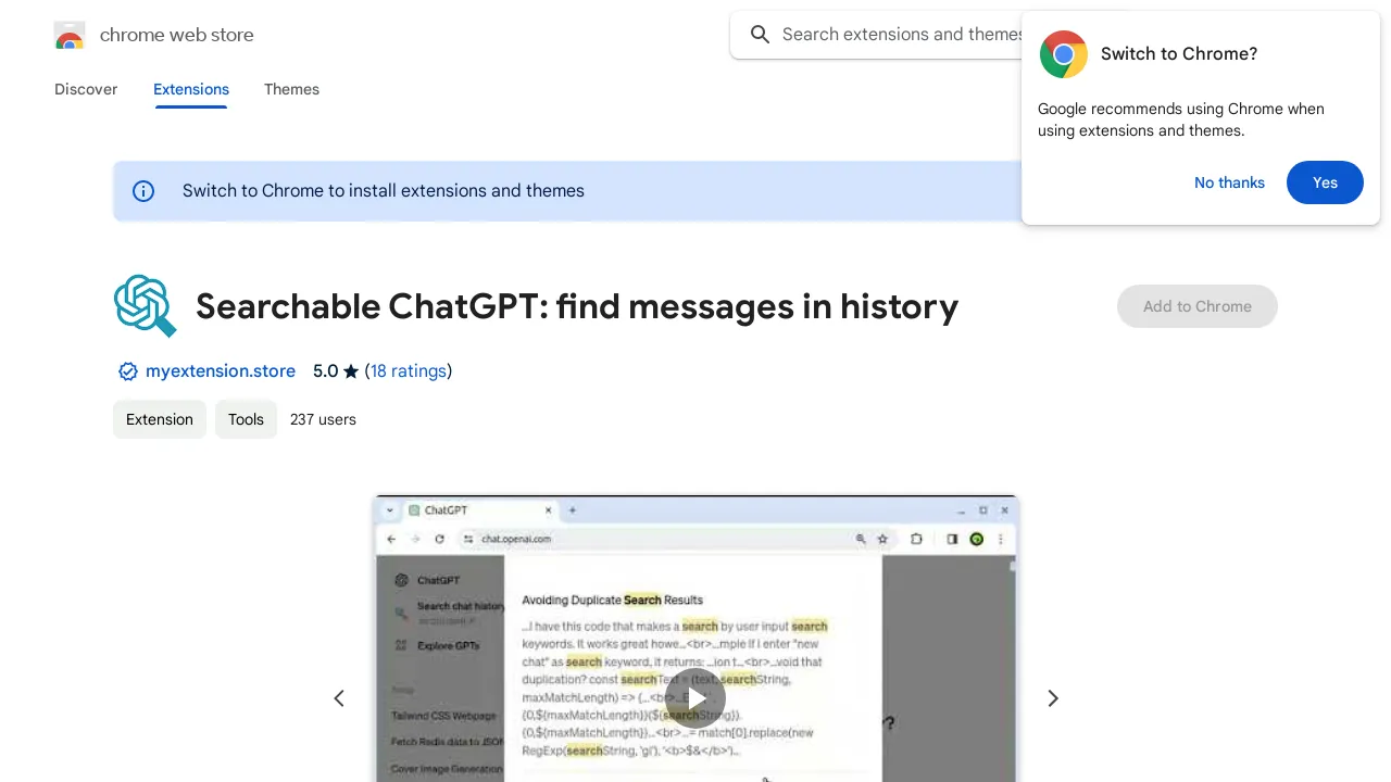 Searchable ChatGPT: find messages in history