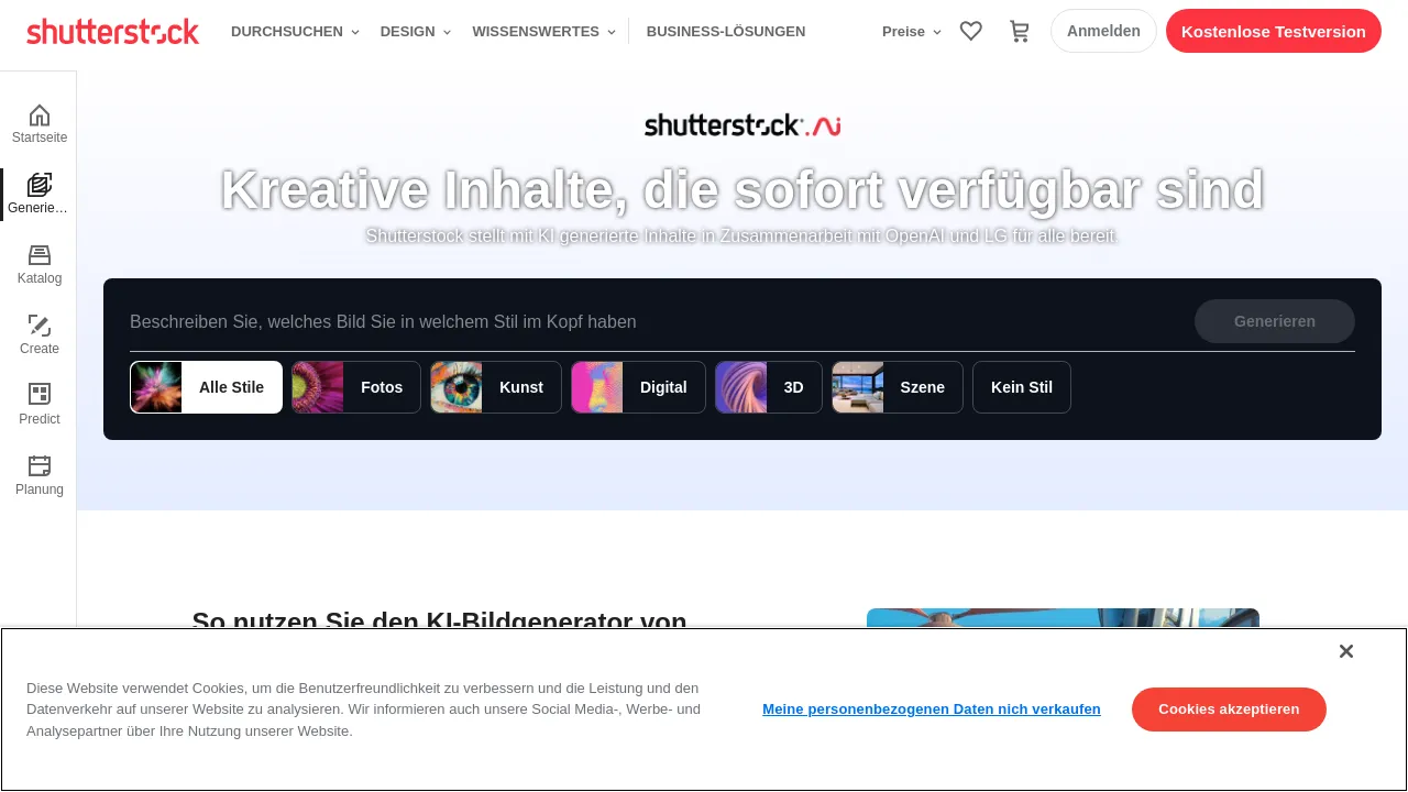 Shutterstock image generator screenshot