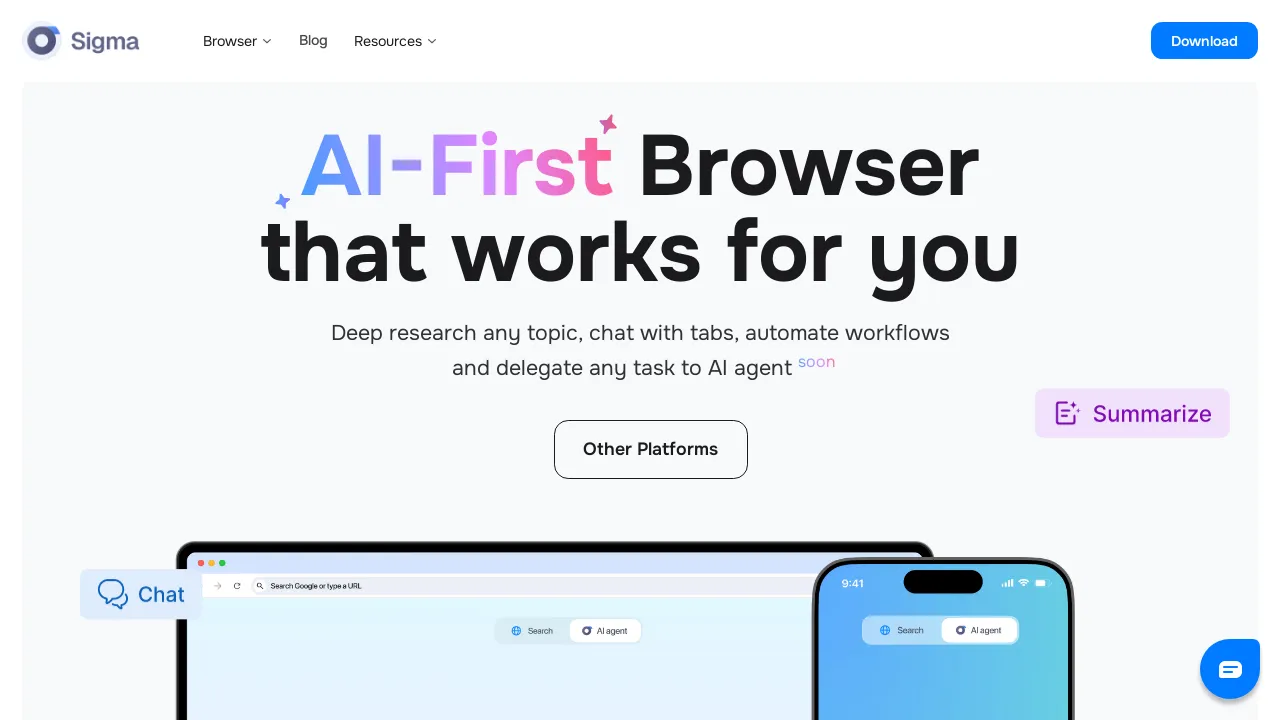 Sigma Browser screenshot
