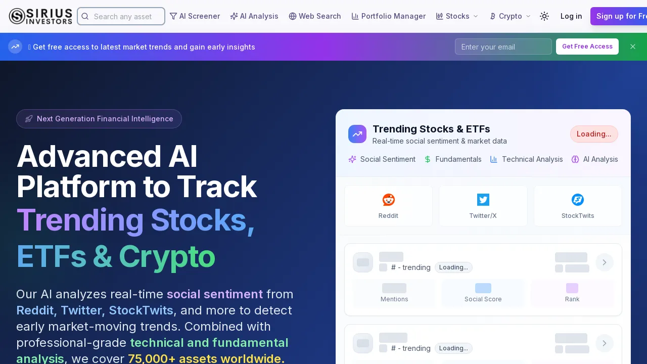 Sirius Investors - Free AI stock, ETF & crypto analysis platform
