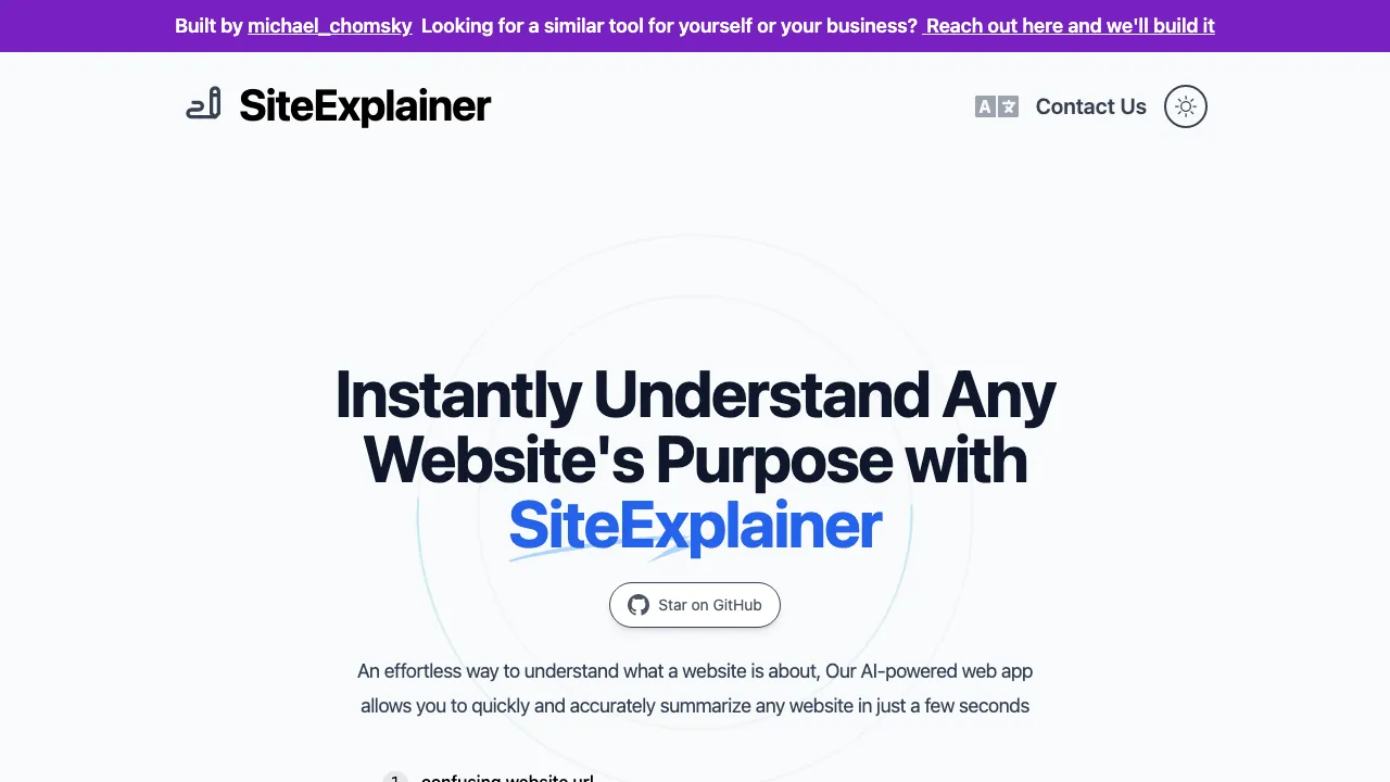 SiteExplainer screenshot