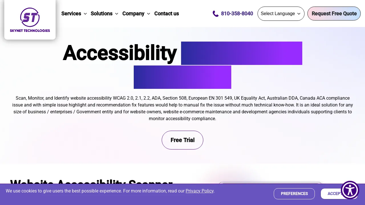 Skynet Accessibility Scanning and Monitoring