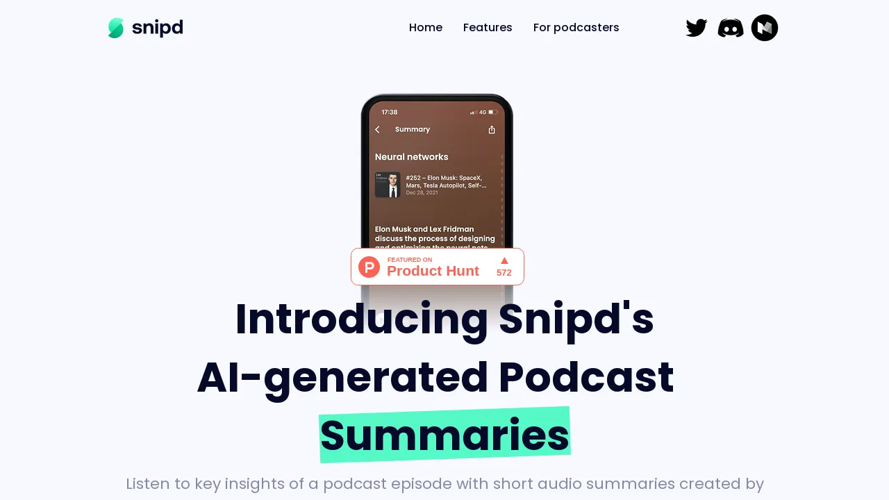 Snipd Podcast Summaries screenshot