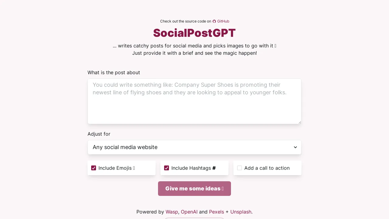 SocialPostGPT screenshot