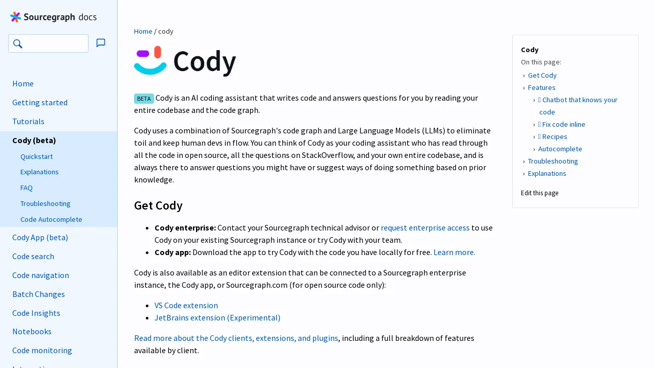 Sourcegraph Cody screenshot