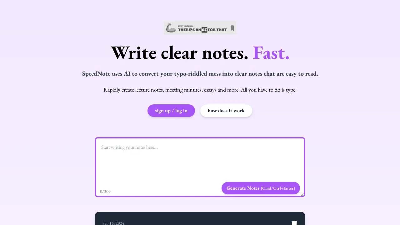 SpeedNote AI screenshot