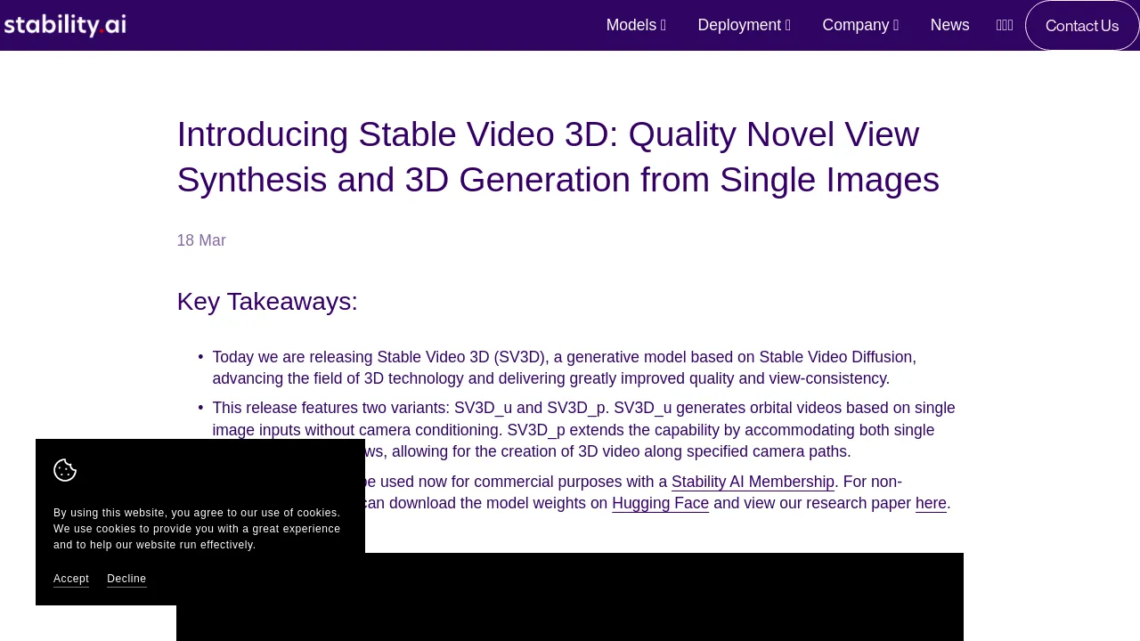 Stable Video 3D screenshot