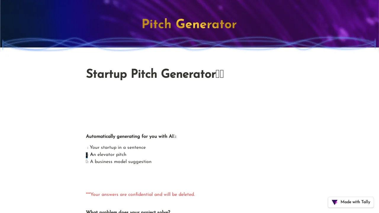 Startup Pitch Generator screenshot
