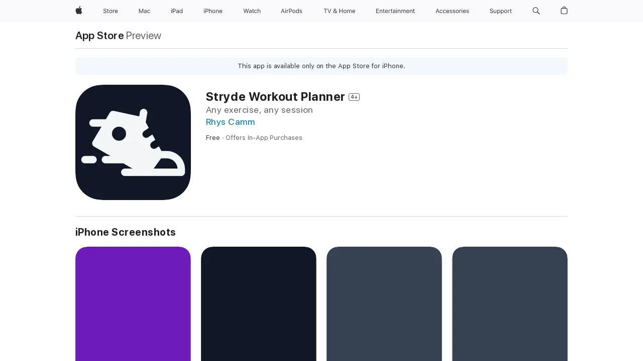 Stryde Workout Planner screenshot