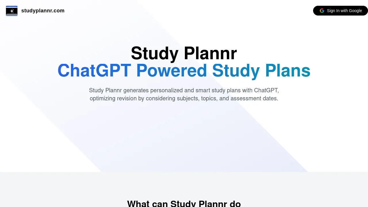 StudyPlannr screenshot