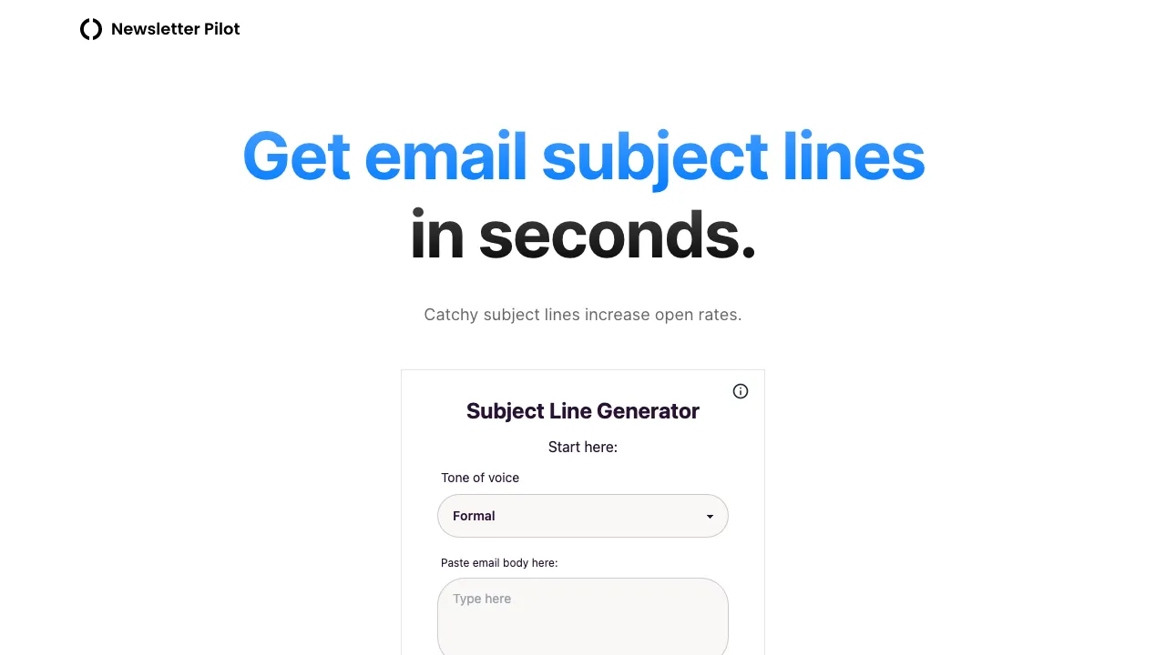 Subject Line Generator screenshot