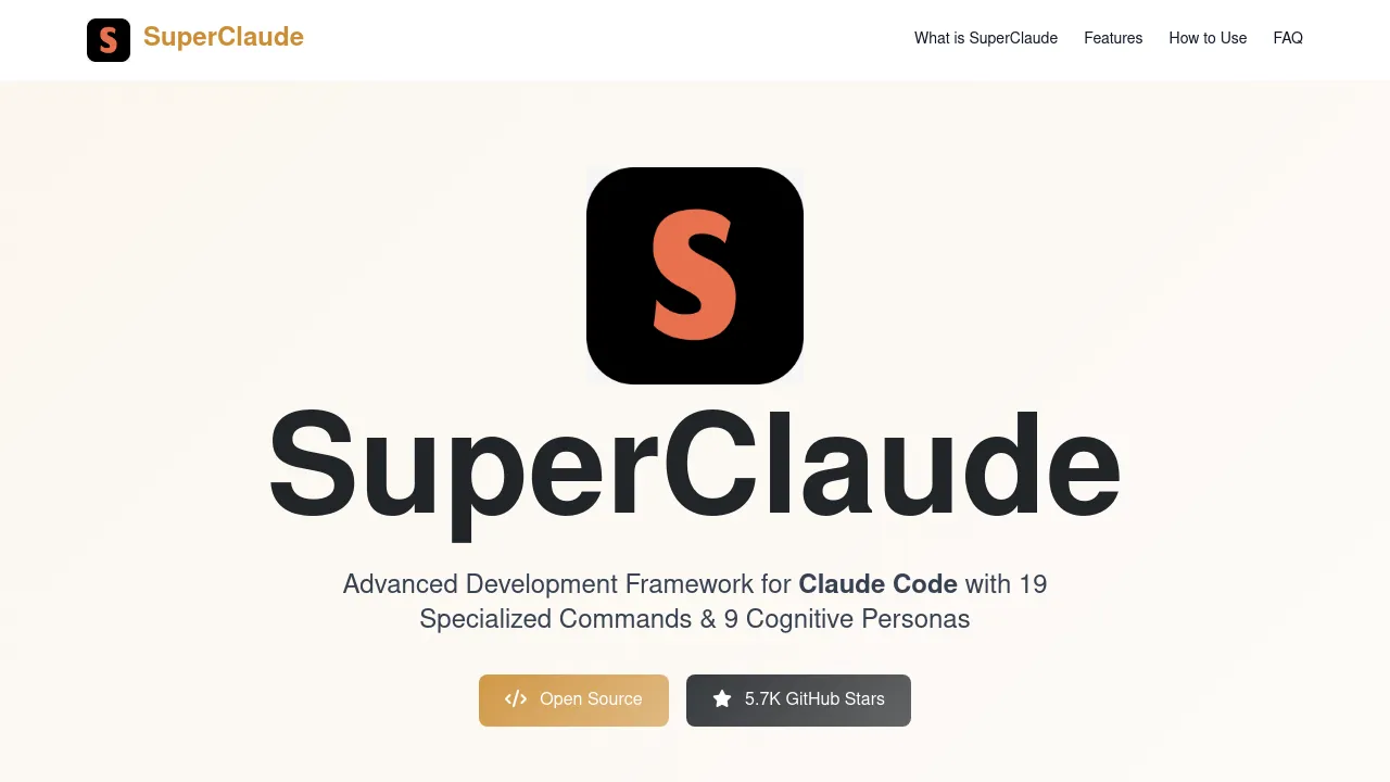 SuperClaude - Advanced Development Framework for Claude Code screenshot