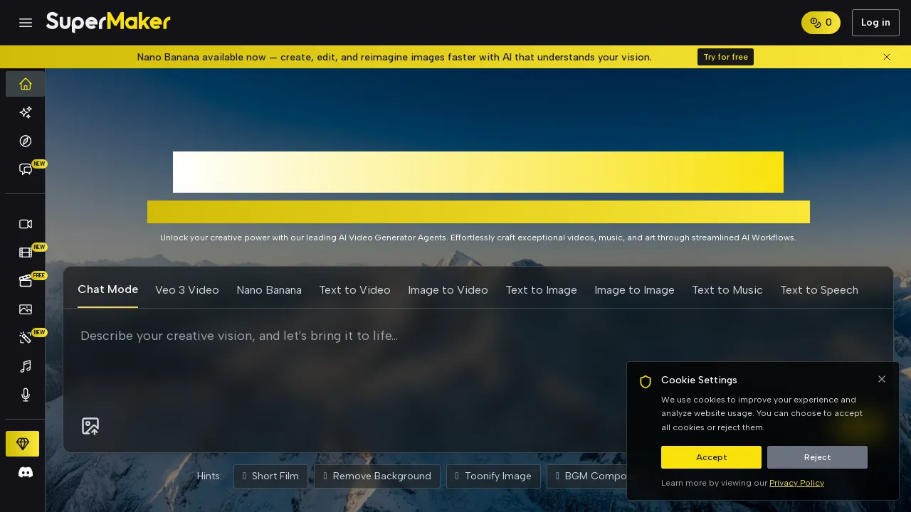 SuperMaker AI Video Generator Agent Create Stunning, Cinema-Quality Videos with SuperMaker AI Video Agent Workflow screenshot