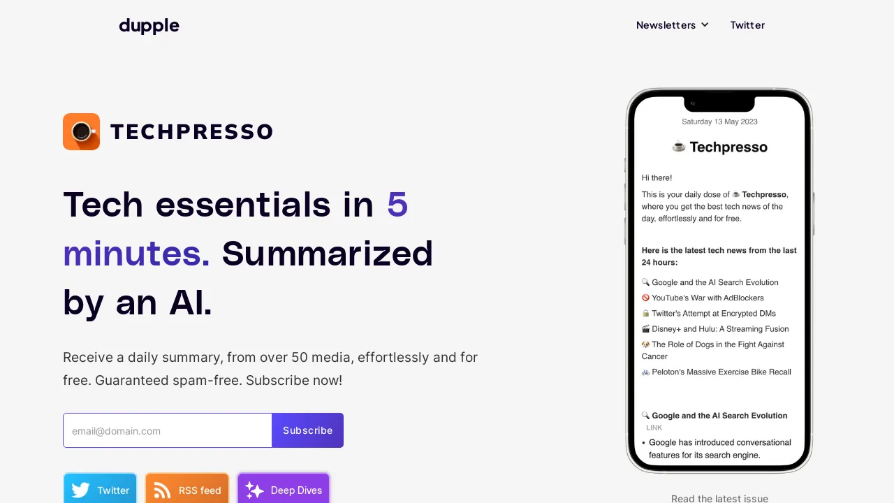 Techpresso screenshot