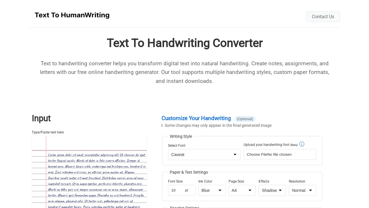 Text To Handwriting Converter screenshot