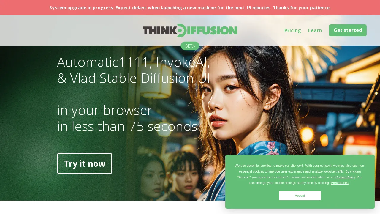 ThinkDiffusion screenshot