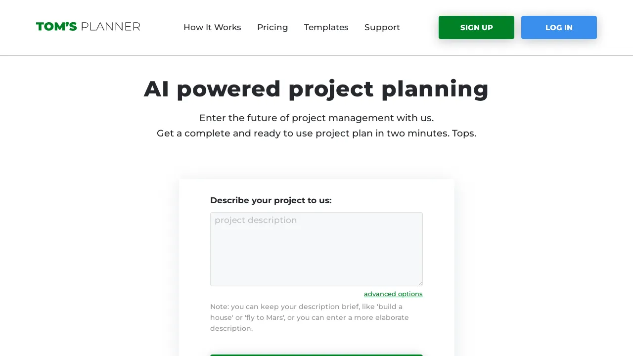 Tom's Planner AI-Assist screenshot